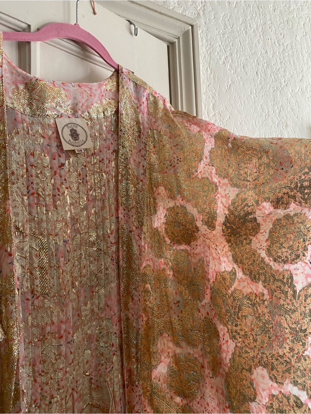 Pink Gold Kimono Duster OS Muche et Muchette Anthropologie Lisa Robertson NEW